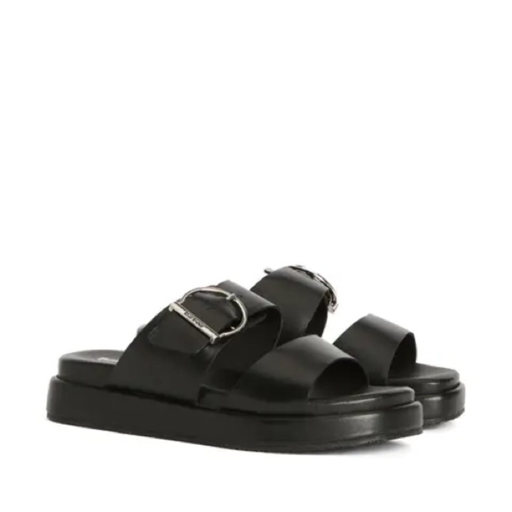 NWT Barbour Adele Sandals Black Leather